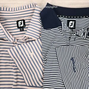 Pair Of‎ 2 FootJoy ProDry Large Shirts Striped Golf Polo Sandpiper & Montreux